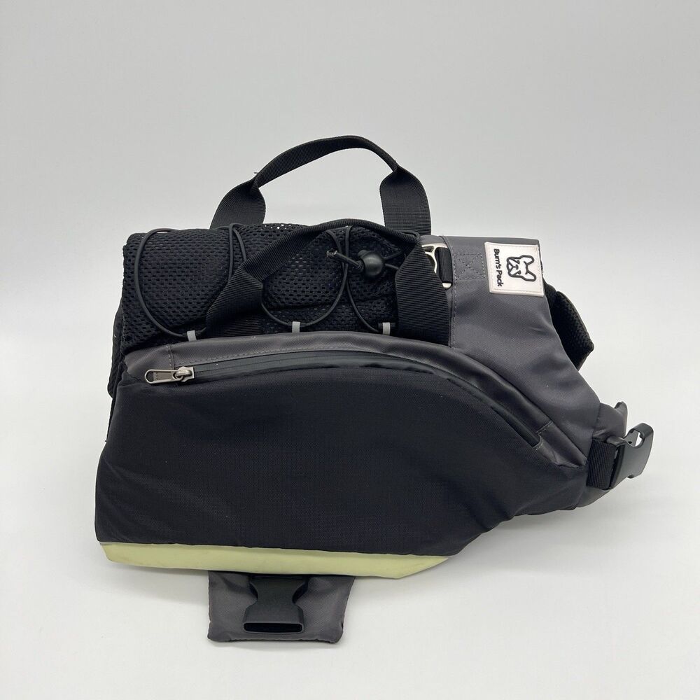 Bum's Pack Black/Gray Dog Backpack Size Large Saddlebag Camping Hiking Harness